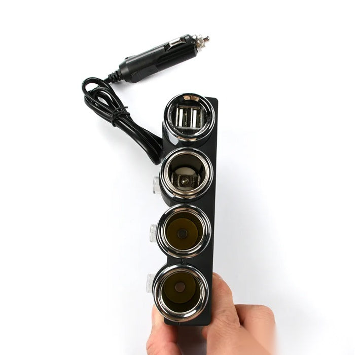 Разклонител за запалка с 3 гнезда и 2 USB - 1508