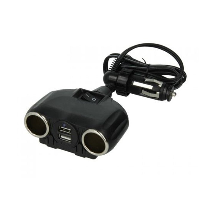 Разклонител за запалка с 2 гнезда и 2 USB порта - 1630
