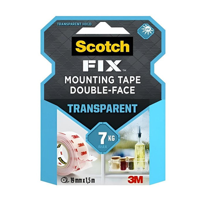 Двойнолепящо тиксо 3M Scotch FIX 19мм х 1.5м до 7кг Прозрачно