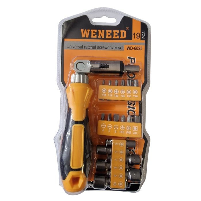 Отвертка с тресчотка PA1292 + накрайници - 19 бр. / к-т