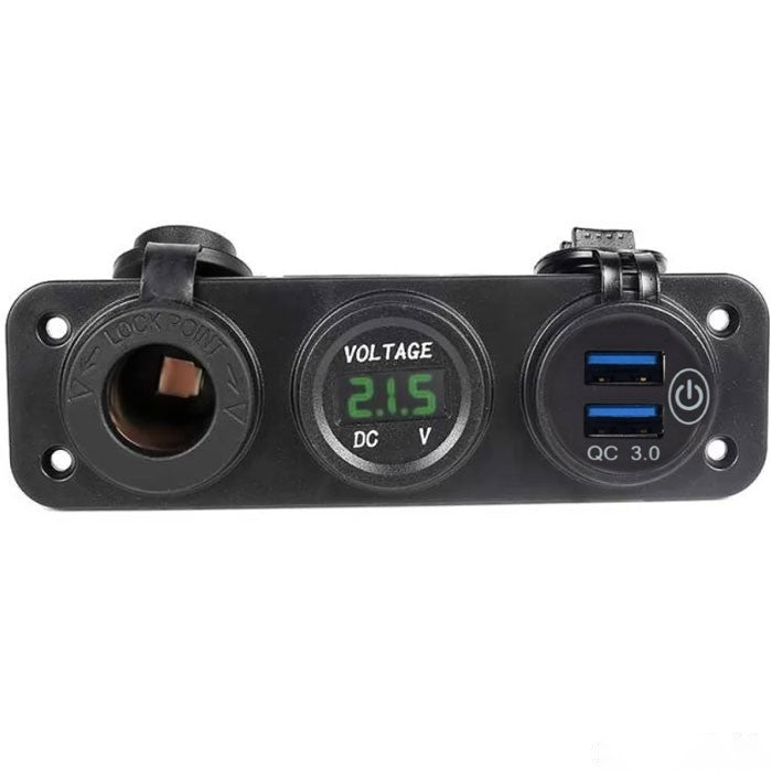 Волтметър с 2 USB порта, гнездо и кабел - 1632