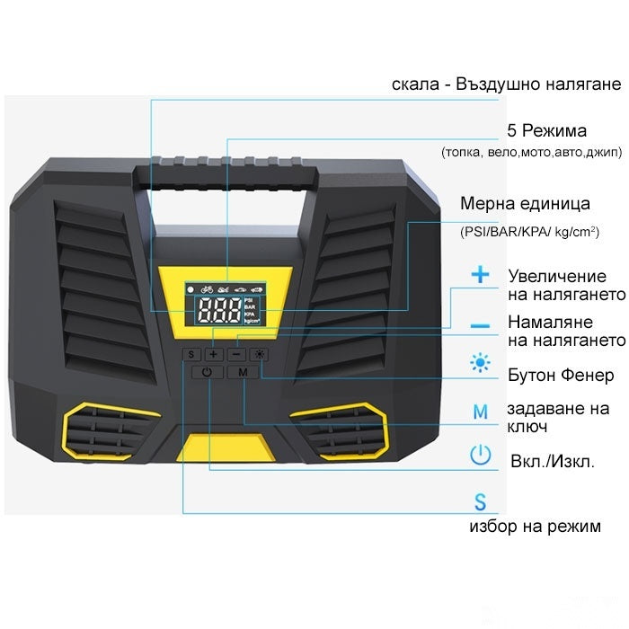 Компресор дигитален за гуми 12V - 1808-1