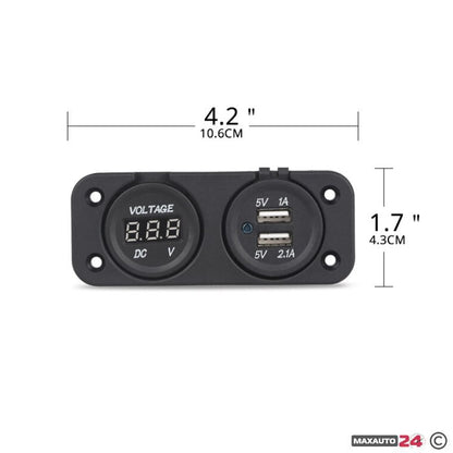 Волтметър с 2 USB порта - 1631