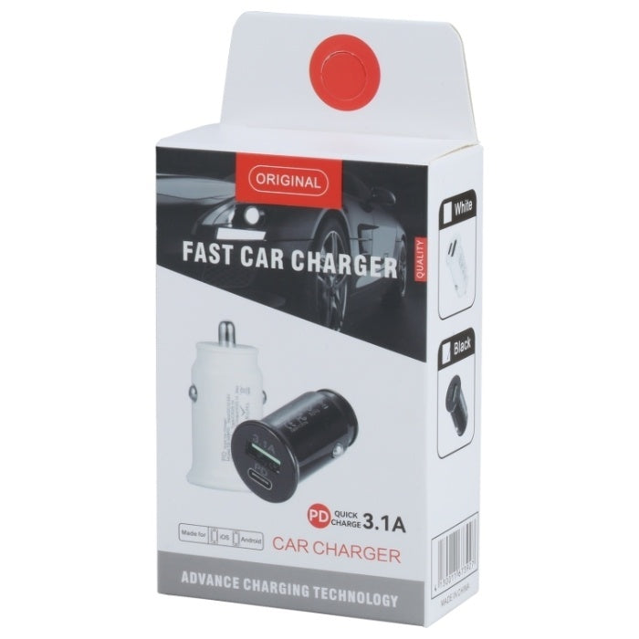 АДАПТЕР ЗА ЗАПАЛКА PG320 БЯЛ/ЧЕРЕН USB+TYPE C