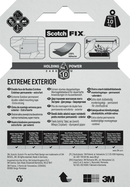 Двойнолепящо тиксо 3M Scotch FIX 19мм х 1.5м до 10кг Екстериор
