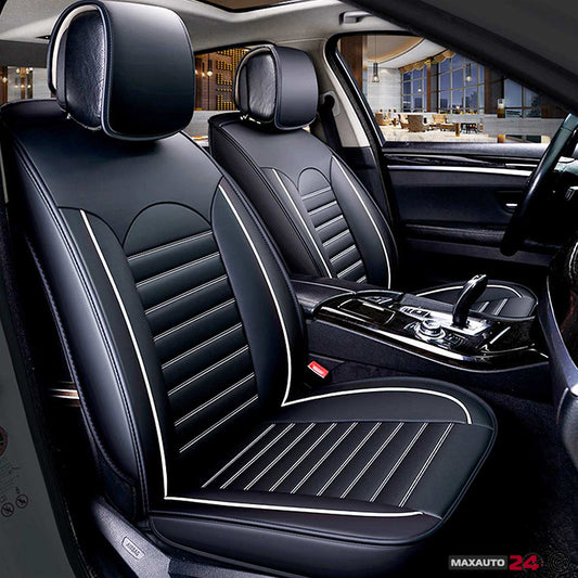 Комплект кожени универсални калъфи за седалки 2бр/к-т - Черно със сиво