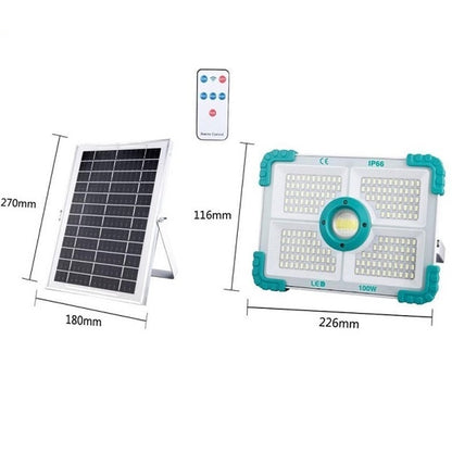 Соларен LED прожектор 100W с външен панел и дистанционно управление
