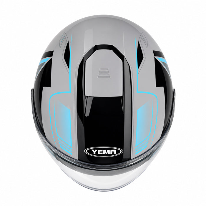 Мото каска YEMA 662- 2 - XL - Сиво/Синьо