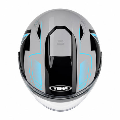Мото каска YEMA 662- 2 - XL - Сиво/Синьо