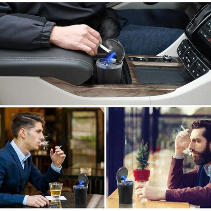 Пепелник за автомобил с диод HT-852/278 - карбонов капак