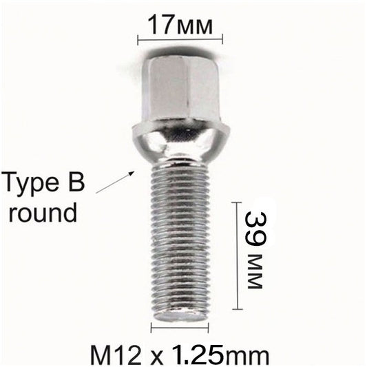Болт за джанти сферичен (12мм x1.25мм х 39мм)