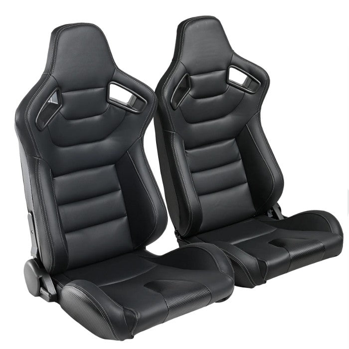 Спортни седалки за МПС - 1053 - черни с бял конец