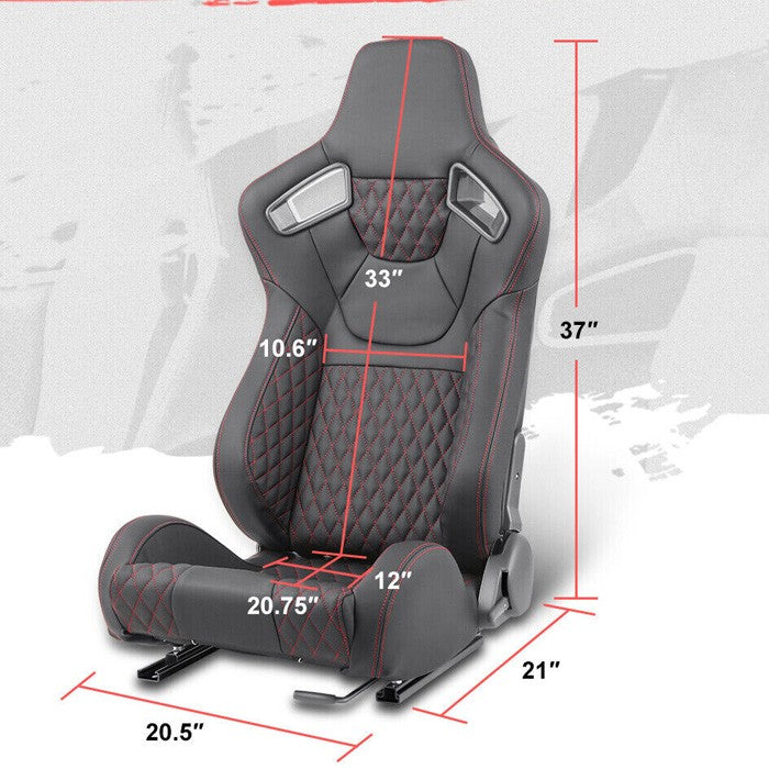 Спортни седалки за МПС - 9015   Черна с червен конец