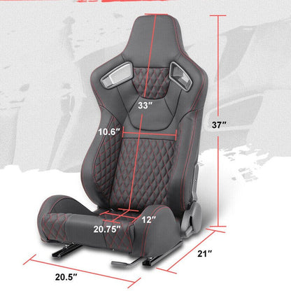 Спортни седалки за МПС - 9015   Черна с червен конец