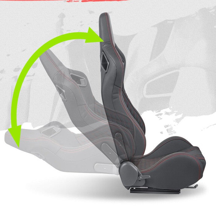 Спортни седалки за МПС - 9015   Черна с червен конец