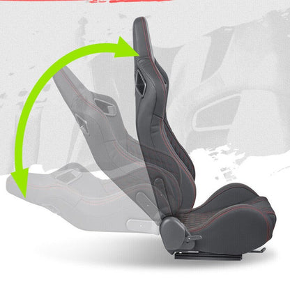 Спортни седалки за МПС - 9015   Черна с червен конец