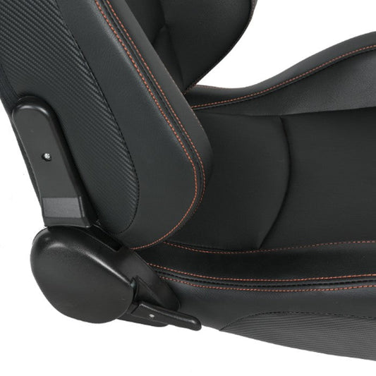 Спортни седалки за МПС - 1053 Черна с червен конец