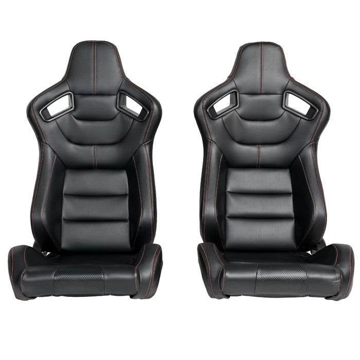 Спортни седалки за МПС - 1053 Черна с червен конец