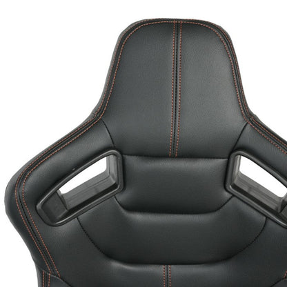 Спортни седалки за МПС - 1053 Черна с червен конец