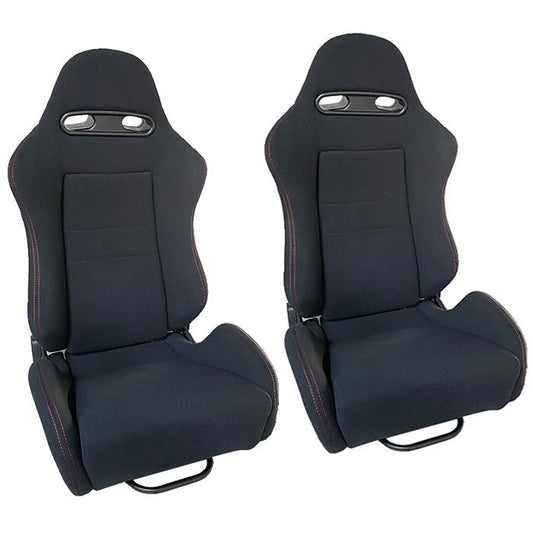 Спортни седалки за МПС - 9002 Черна с червен конец