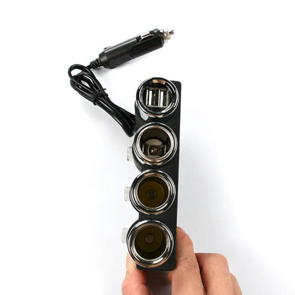Разклонител за запалка с 3 гнезда и 2 USB - 1508