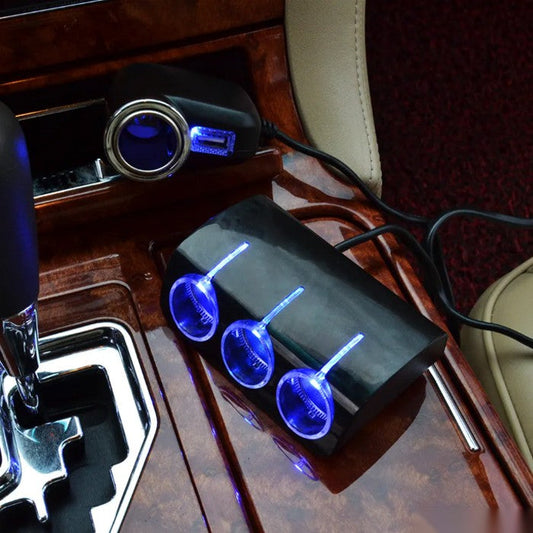 Разклонител за запалка с 4 гнезда и 1 USB - 1528