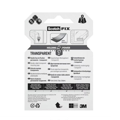 Двойнолепящо тиксо 3M Scotch FIX  19мм х 5м до 7кг Прозрачно
