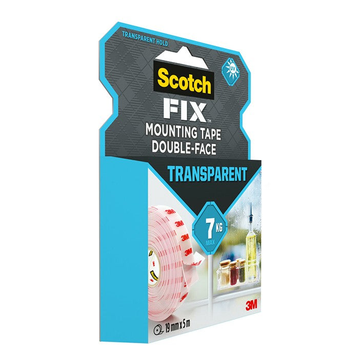 Двойнолепящо тиксо 3M Scotch FIX  19мм х 5м до 7кг Прозрачно