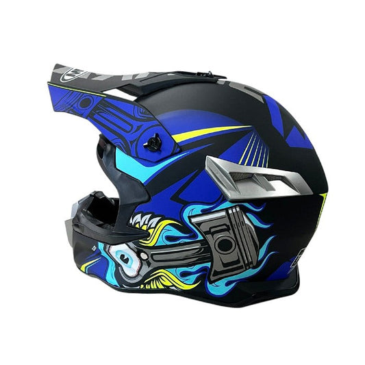 Мотокрос каска 188 - размер M - Matt Black/Blue