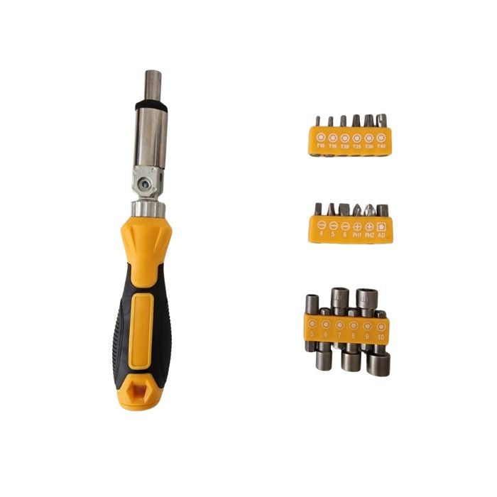 Отвертка с тресчотка PA1292 + накрайници - 19 бр. / к-т