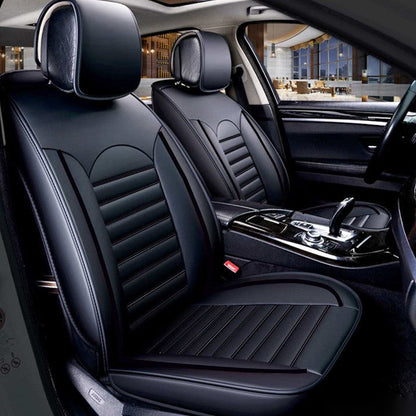 Комплект кожени универсални калъфи за седалки 2бр/к-т - Черно с черно