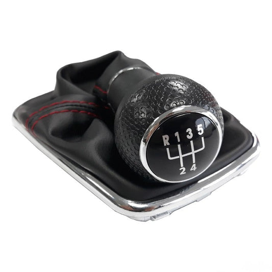 Топка за скоростен лост с маншон съвместима с VW Golf / Bora с 5 скорости - червен конец