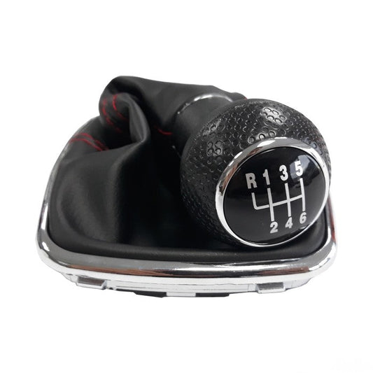 Топка за скоростен лост с маншон съвместима с VW Golf / Bora с 6 скорости - червен конец
