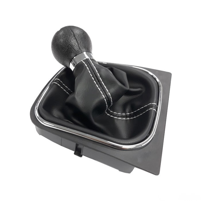 Топка за скоростен лост с маншон съвместима с VW Golf V / VI 03-12 с 6 скорости - бял конец