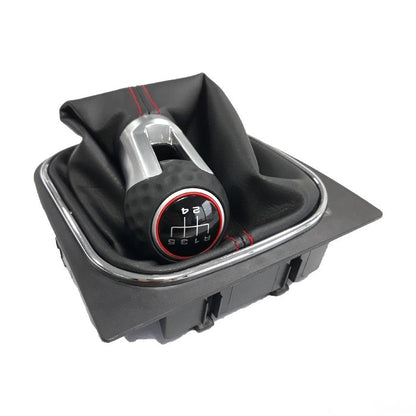 Топка за скоростен лост с маншон съвместима с VW Golf GTI 03-12 с 5 скорости - червен конец