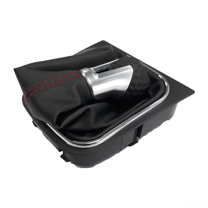 Топка за скоростен лост с маншон съвместима с VW Golf GTI 03-12 с 5 скорости - червен конец