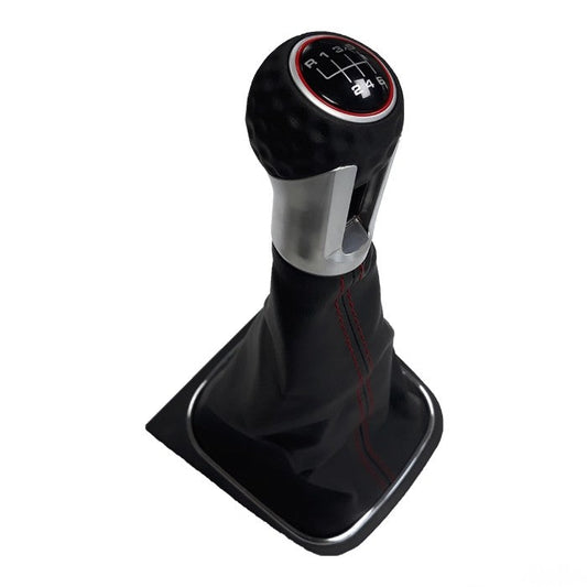 Топка за скоростен лост с маншон съвместима с VW Golf GTI 03-12 с 6 скорости - червен конец