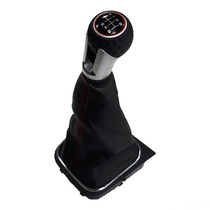 Топка за скоростен лост с маншон съвместима с VW Golf GTI 03-12 с 6 скорости - червен конец