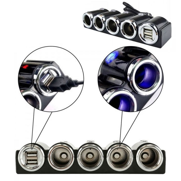 Разклонител за запалка 4-ка + 2 USB 1504