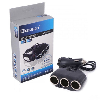 Разклонител за запалка 3-ка+волтметър 1634