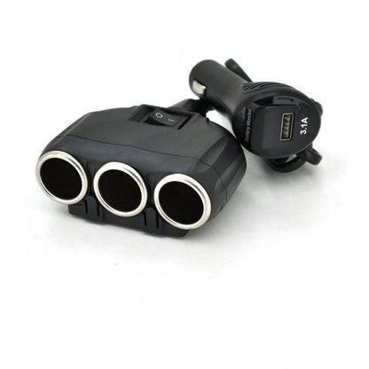 Разклонител за запалка 3-ка+волтметър 1634