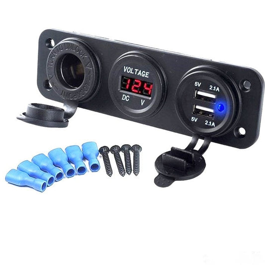 Волтметър с 2 USB порта и гнездо - 1632