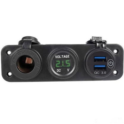 Волтметър с 2 USB порта, гнездо и кабел - 1632