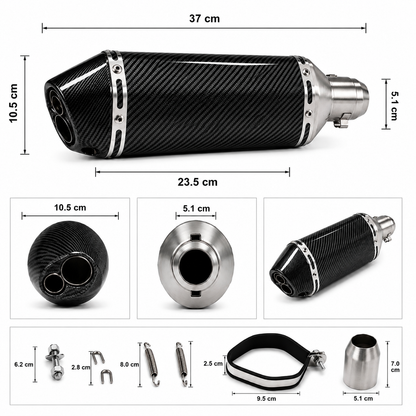 Гърне за мотоциклет карбон 40см PG515